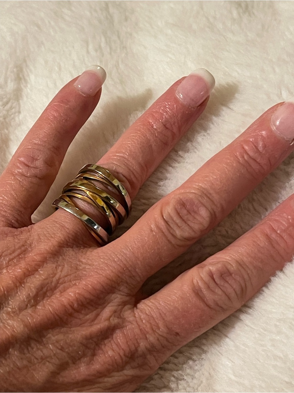 Michael Kors Mixed Metal Multi-Band Wrap Ring in Gold and Silver and Rose Gold